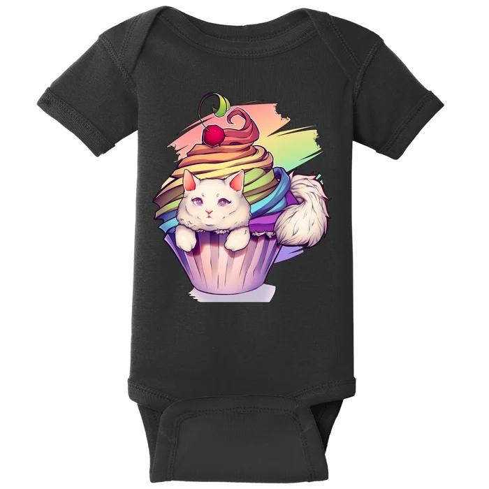 Rainbow Cupcake Kitten Cute Cat Baby Bodysuit