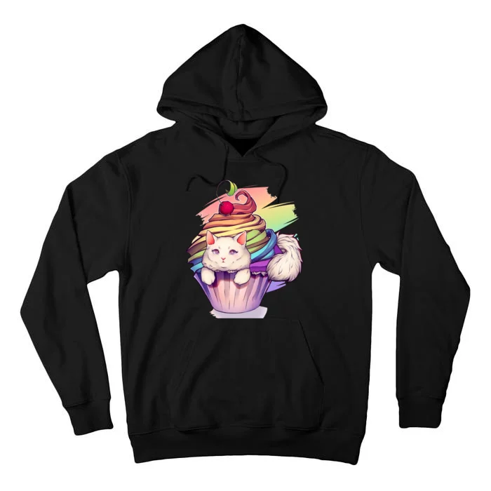 Rainbow Cupcake Kitten Cute Cat Tall Hoodie