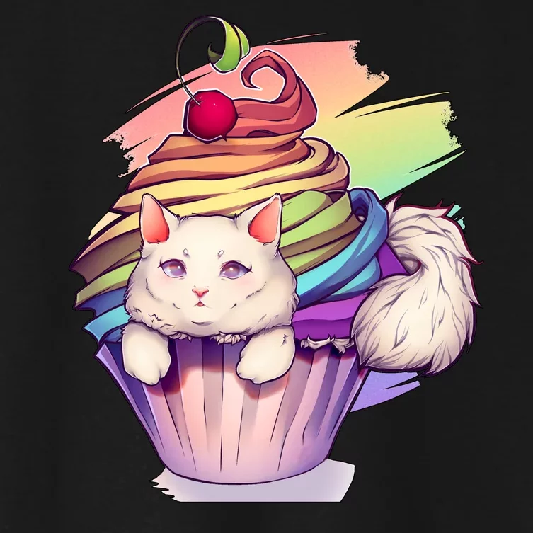 Rainbow Cupcake Kitten Cute Cat Women's Crop Top Tee