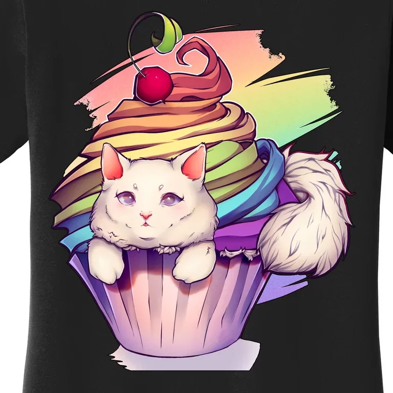 Rainbow Cupcake Kitten Cute Cat Women's T-Shirt