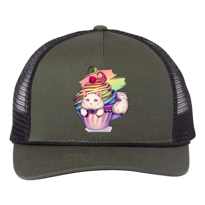 Rainbow Cupcake Kitten Cute Cat Retro Rope Trucker Hat Cap