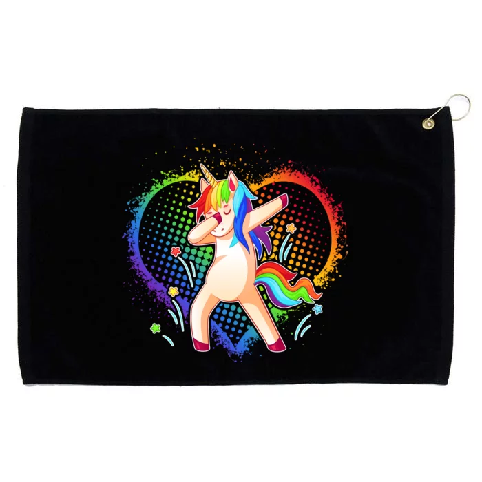 Rainbow Dabbing Unicorn Grommeted Golf Towel