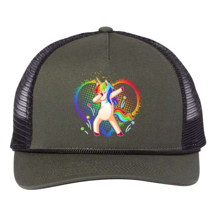 Rainbow Dabbing Unicorn Retro Rope Trucker Hat Cap