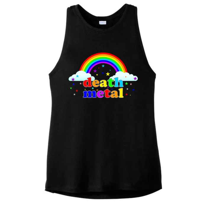 Rainbow Death Metal Logo Ladies Tri-Blend Wicking Tank