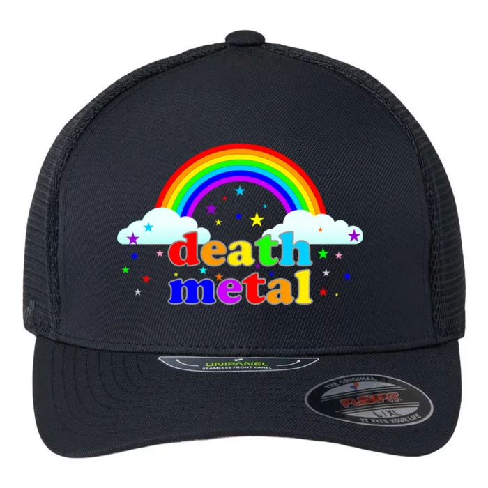 Rainbow Death Metal Logo Flexfit Unipanel Trucker Cap