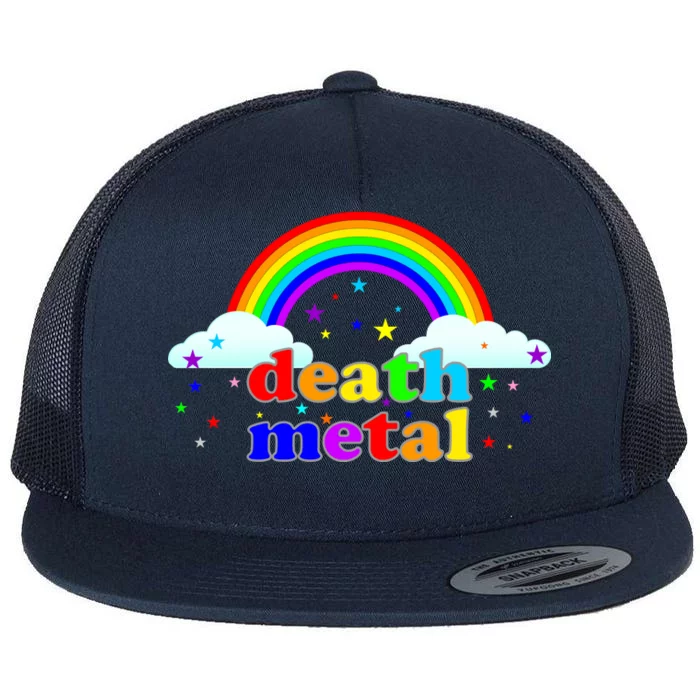 Rainbow Death Metal Logo Flat Bill Trucker Hat