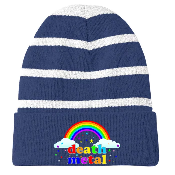 Rainbow Death Metal Logo Striped Beanie with Solid Band