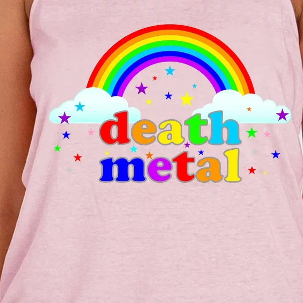 Rainbow Death Metal Logo Women's Knotted Racerback Tank