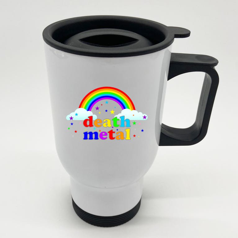 Rainbow Death Metal Logo Stainless Steel Travel Mug