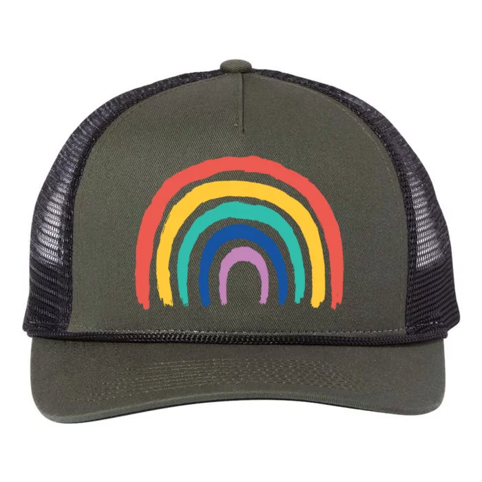 Rainbow Drawing Retro Rope Trucker Hat Cap