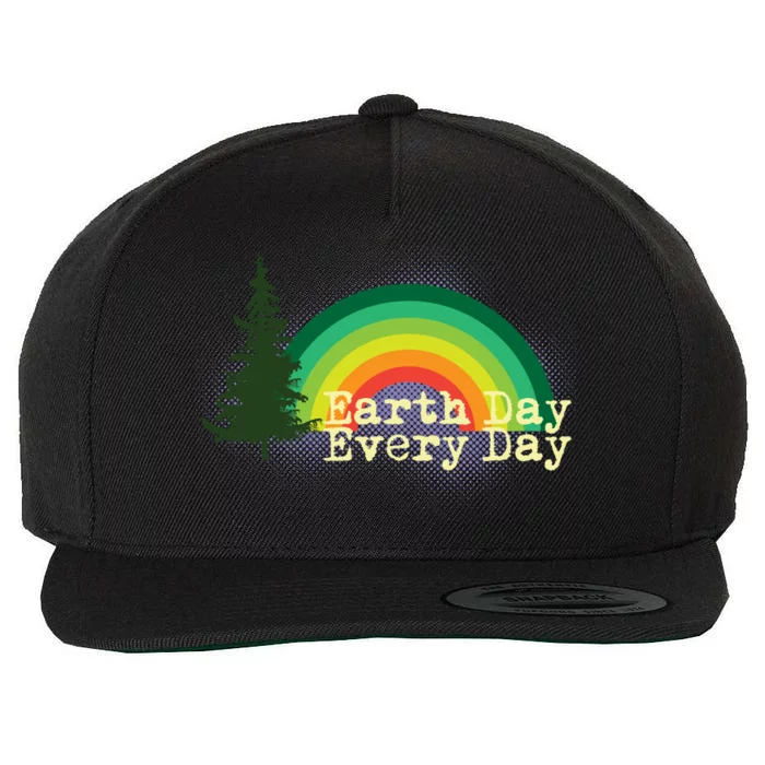 Rainbow Earth Day Every Day Retro Wool Snapback Cap