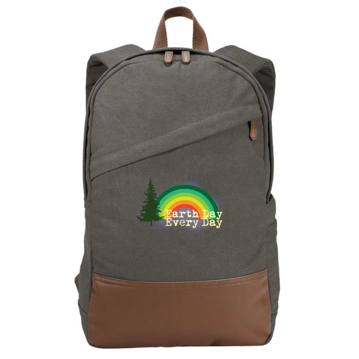 Rainbow Earth Day Every Day Retro Cotton Canvas Backpack