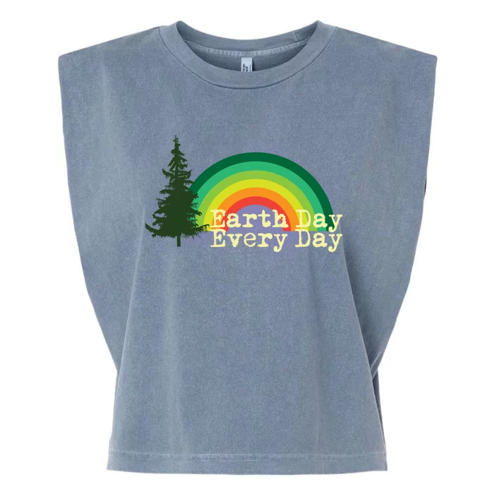 Rainbow Earth Day Every Day Retro Garment-Dyed Women's Muscle Tee