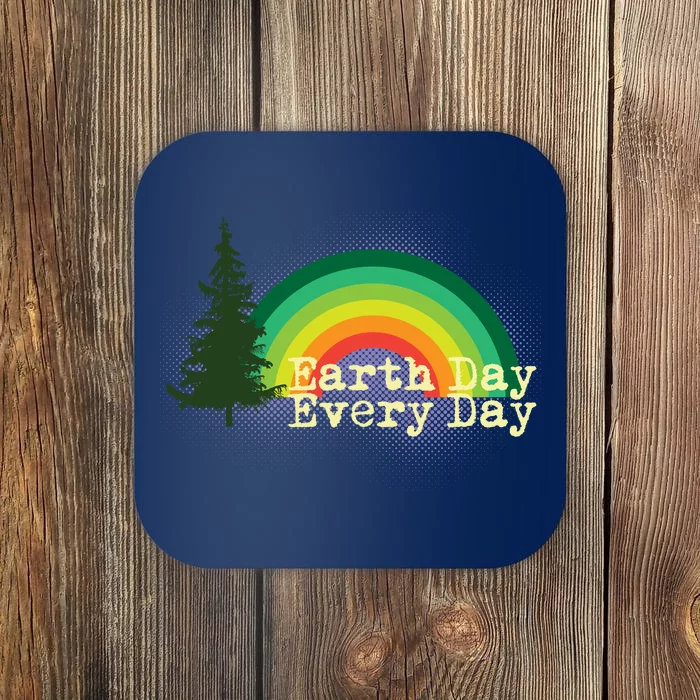 Rainbow Earth Day Every Day Retro Coaster