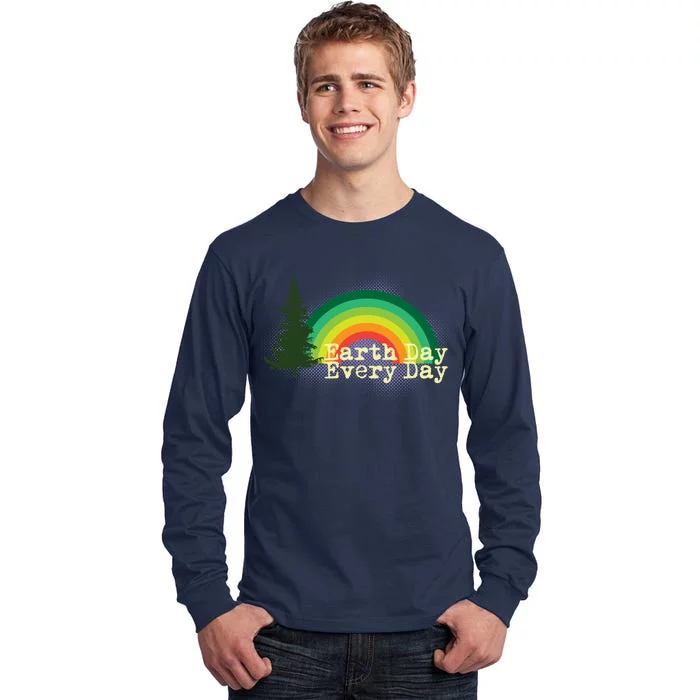 Rainbow Earth Day Every Day Retro Tall Long Sleeve T-Shirt