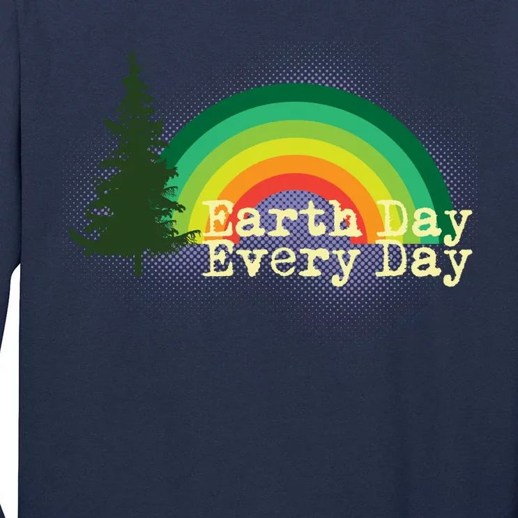 Rainbow Earth Day Every Day Retro Tall Long Sleeve T-Shirt