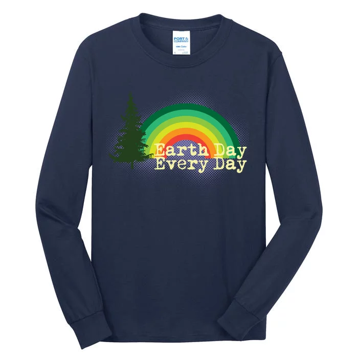 Rainbow Earth Day Every Day Retro Tall Long Sleeve T-Shirt