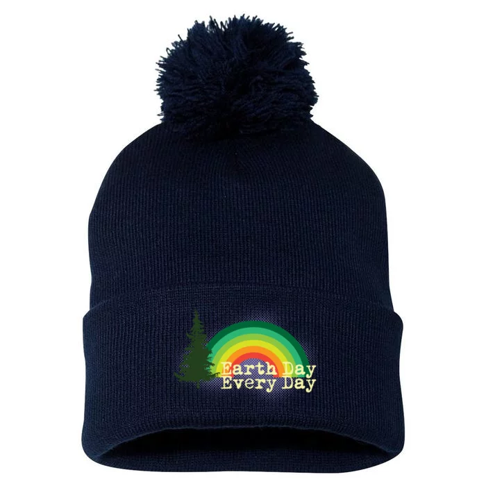 Rainbow Earth Day Every Day Retro Pom Pom 12in Knit Beanie