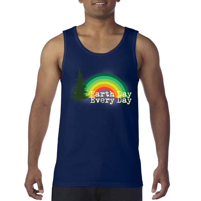 Rainbow Earth Day Every Day Retro Tank Top