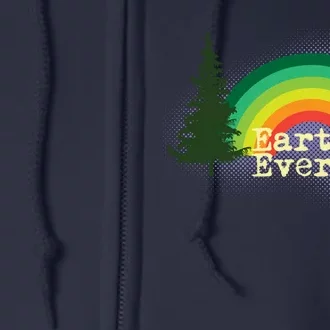 Rainbow Earth Day Every Day Retro Full Zip Hoodie