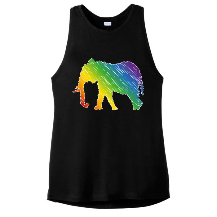 Rainbow Elephant Ladies Tri-Blend Wicking Tank