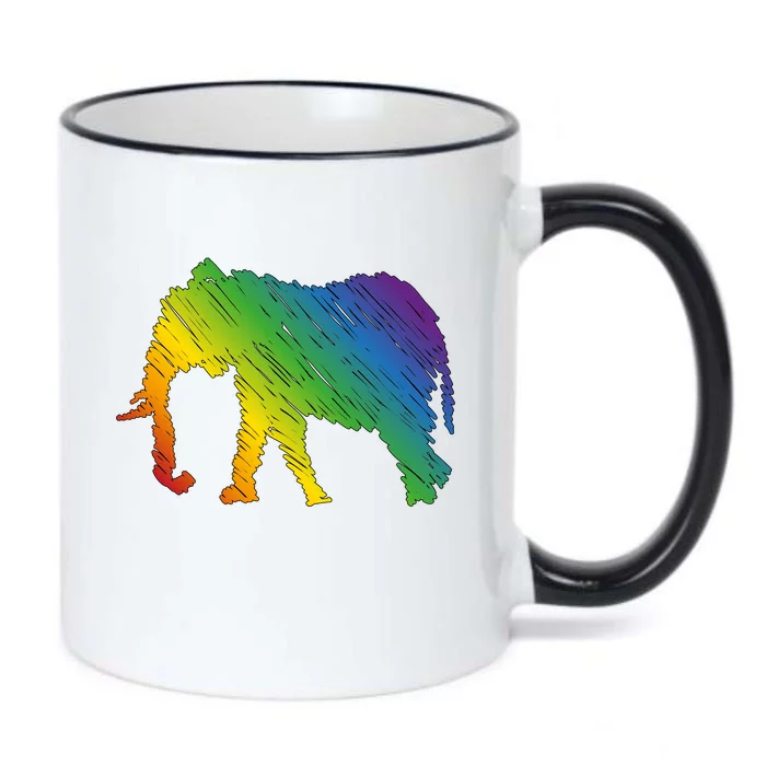 Rainbow Elephant Black Color Changing Mug