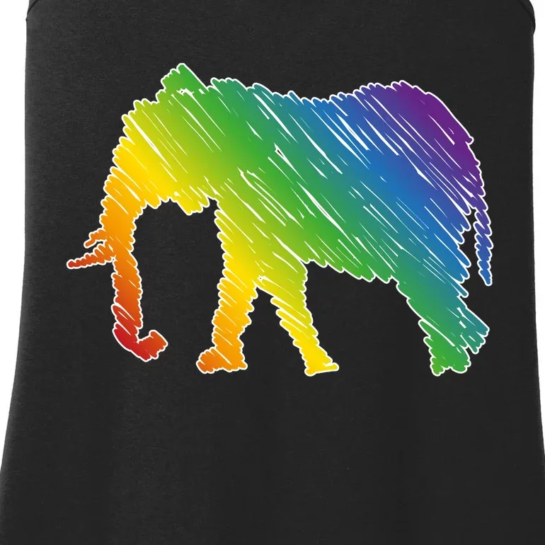 Rainbow Elephant Ladies Essential Tank