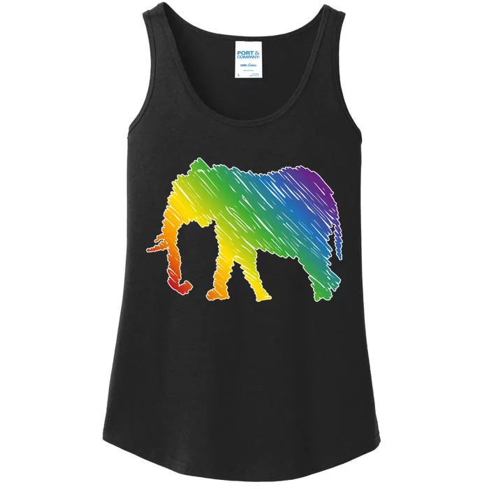 Rainbow Elephant Ladies Essential Tank