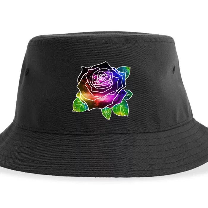 Rainbow Galaxy Floral Rose Sustainable Bucket Hat