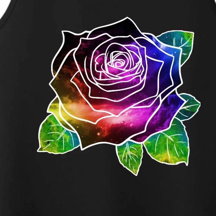 Rainbow Galaxy Floral Rose Performance Tank