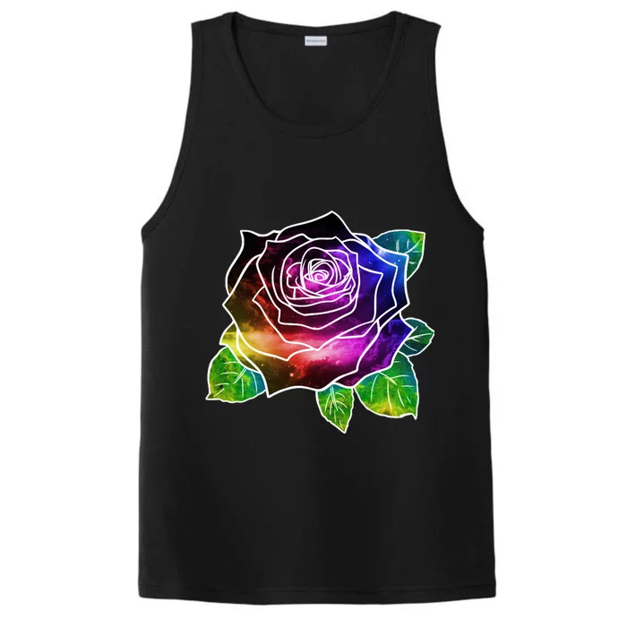 Rainbow Galaxy Floral Rose Performance Tank