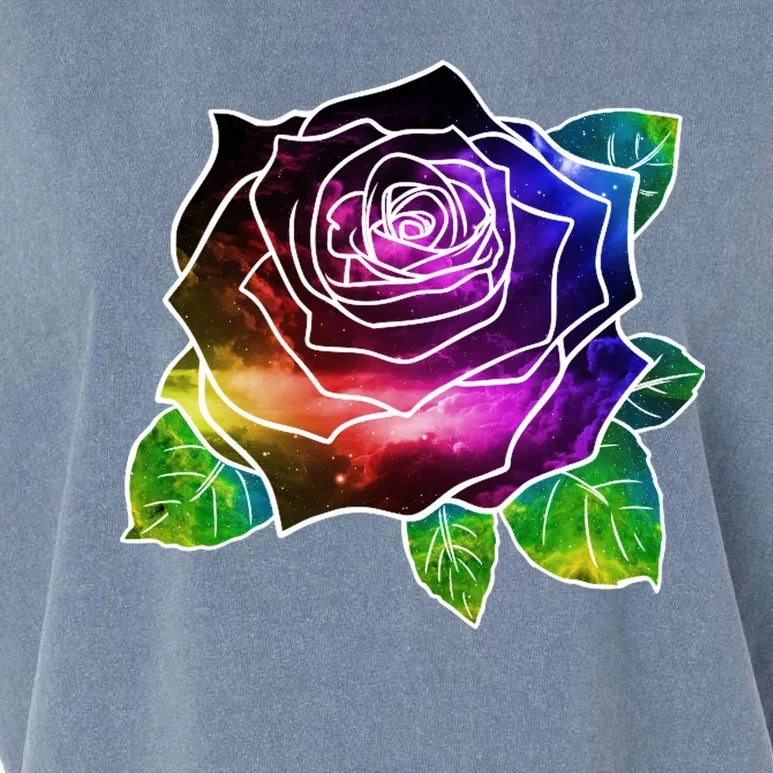 Rainbow Galaxy Floral Rose Garment-Dyed Women's Muscle Tee