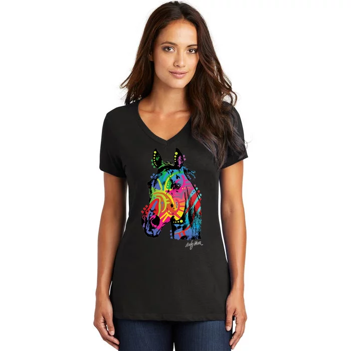 Rainbow Horse Face Women's V-Neck T-Shirt