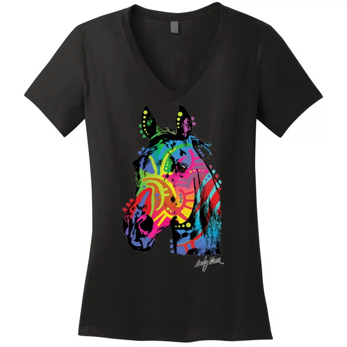 Rainbow Horse Face Women's V-Neck T-Shirt