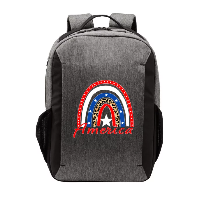 Rainbow Leopard American Flag 4th of July Vector Backpack