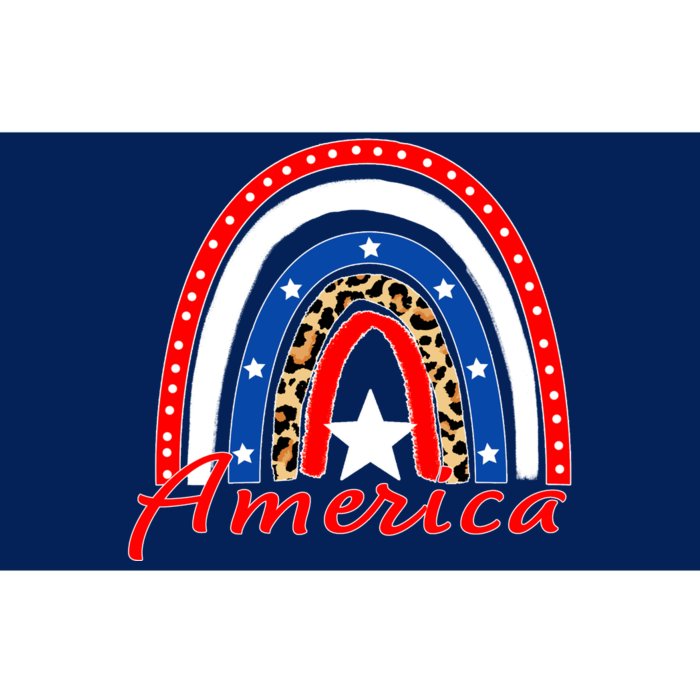 Rainbow Leopard American Flag 4th of July Bumper Sticker