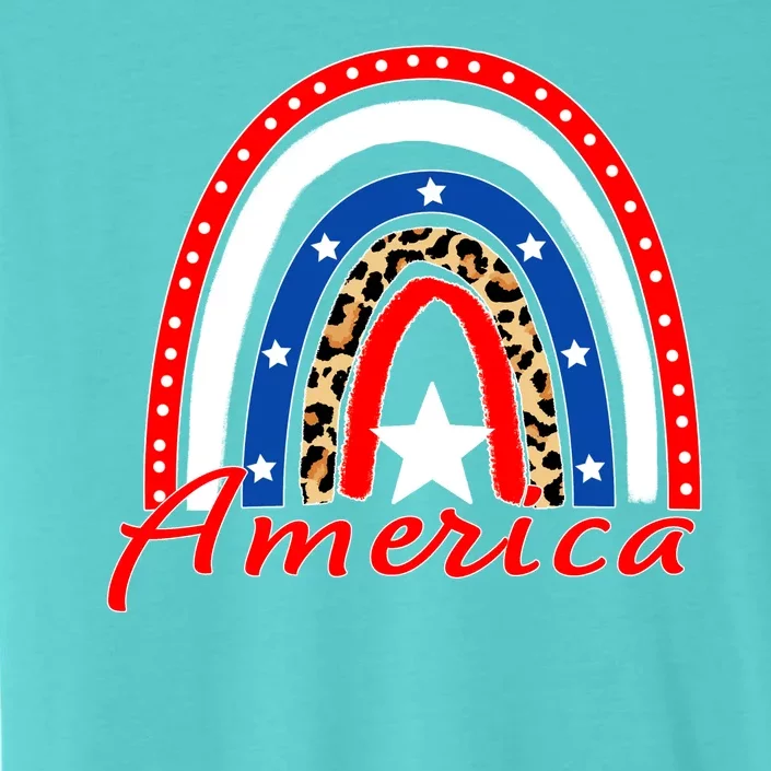 Rainbow Leopard American Flag 4th of July ChromaSoft Performance T-Shirt