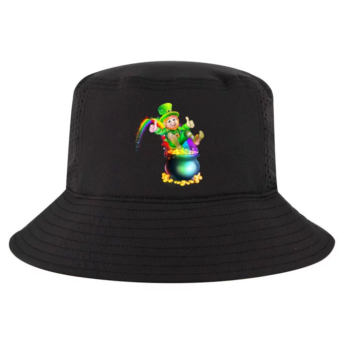 Rainbow Leprechaun Sliding Into A Pot Of  Gold Cool Comfort Performance Bucket Hat