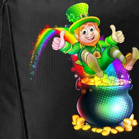 Rainbow Leprechaun Sliding Into A Pot Of  Gold City Backpack