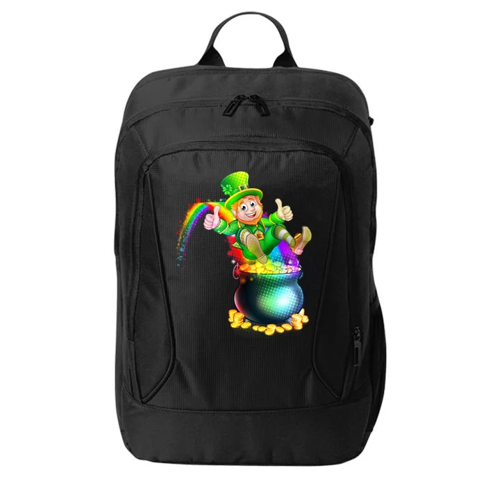 Rainbow Leprechaun Sliding Into A Pot Of  Gold City Backpack