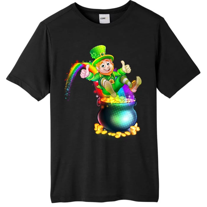 Rainbow Leprechaun Sliding Into A Pot Of  Gold ChromaSoft Performance T-Shirt