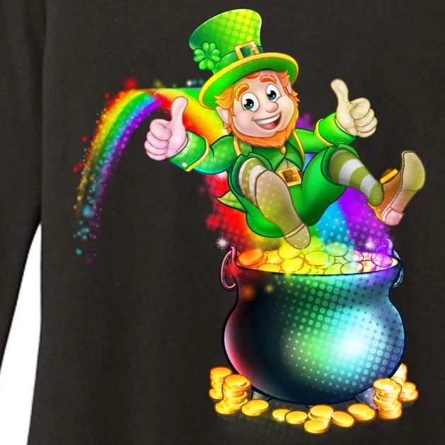 Rainbow Leprechaun Sliding Into A Pot Of  Gold Womens CVC Long Sleeve Shirt