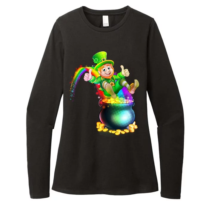 Rainbow Leprechaun Sliding Into A Pot Of  Gold Womens CVC Long Sleeve Shirt