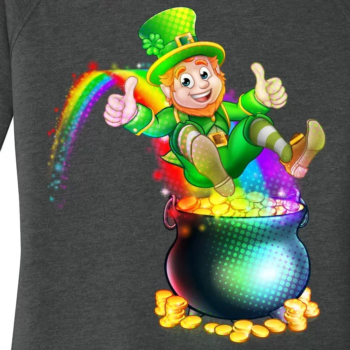 Rainbow Leprechaun Sliding Into A Pot Of  Gold Women's Perfect Tri Tunic Long Sleeve Shirt