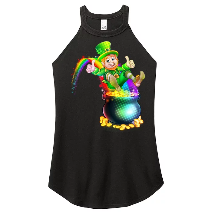 Rainbow Leprechaun Sliding Into A Pot Of  Gold Women’s Perfect Tri Rocker Tank