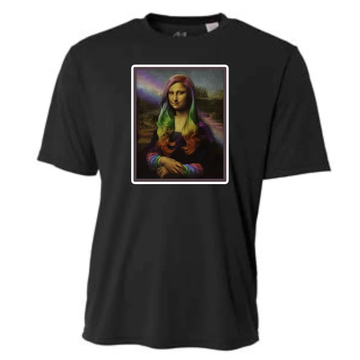 Rainbow Mona Lisa Art Painting Cooling Performance Crew T-Shirt