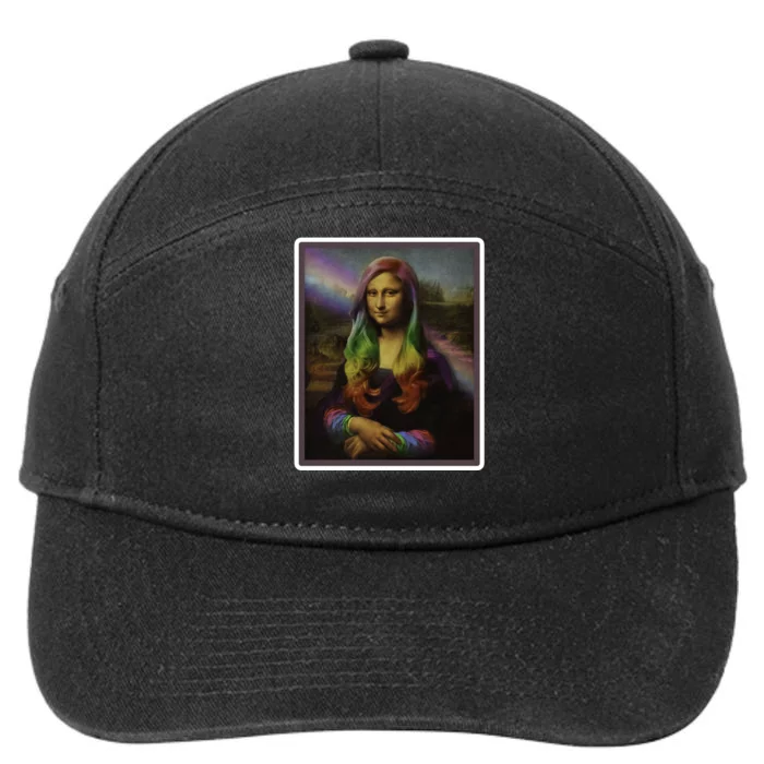 Rainbow Mona Lisa Art Painting 7-Panel Snapback Hat