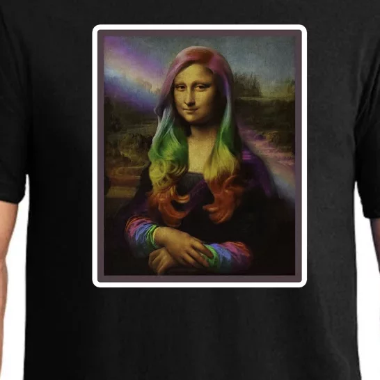 Rainbow Mona Lisa Art Painting Pajama Set