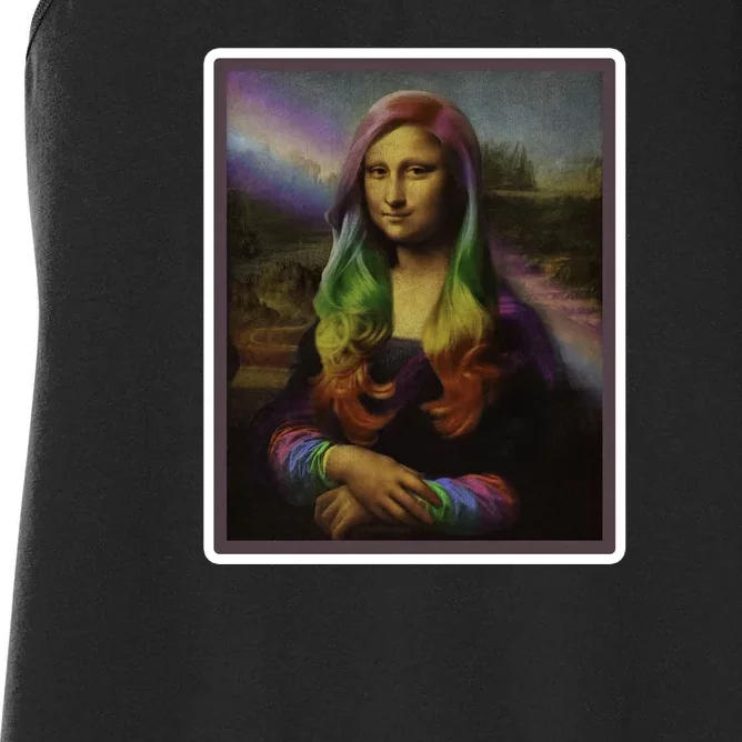 Rainbow Mona Lisa Art Painting Women's Racerback Tank