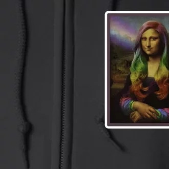 Rainbow Mona Lisa Art Painting Full Zip Hoodie